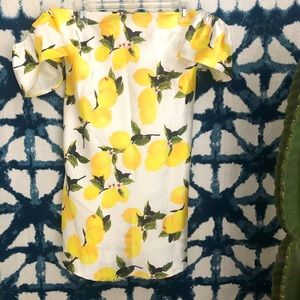 Off the shoulder Lemon print dress